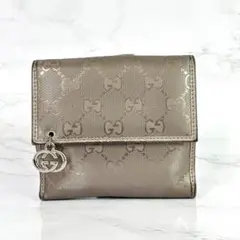 グッチ GUCCI 二つ折り財布 GG柄 インプリメ チャーム付 シルバー ★