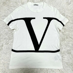 1円◆美品◆現行品 ヴァレンティノ VALENTINO 半袖 Tシャツ トップス デカロゴ プルオーバー 白 ホワイト メンズ レディース M〜L 春夏