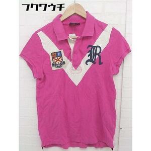 ◇ RUGBY by Ralph Lauren ラグビー 鹿の子 半袖 ポロシャツ サイズXL ピンク ホワイト レディース