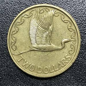 ★世界 海外 外国 コイン 硬貨！1990年！ニュージーランド 2ドル 1枚！エリザベス2世 白サギ Kotuku！★管理番号1857