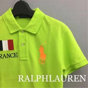 ラルフローレン RALPHLAUREN ポロシャツ 半袖 ビッグポニー フランス 国旗 ライトグリーン レディース Sサイズ !★