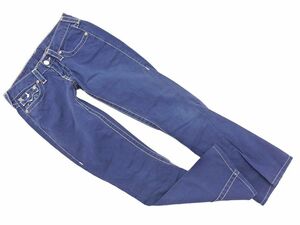 TRUE RELIGION トゥルーレリジョン 綿麻 ステッチ ローライズ ブーツカット パンツ size24/紺 ■◇ ☆ ebc0 レディース