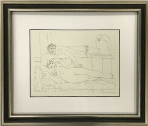 【特価】　≪　　パブロ・ピカソ　　≫　　リトグラフ【石版画】　 RECLINING AND MODEL　　1956年　　PABLO　PICASSO