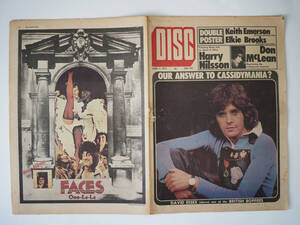 ★イギリス音楽誌【DISC】1973年4月7日号★British Bopper/Keith Emerson/David Essex/David Bowie[Drive-in Saturday]/Faces [Ooo-La-La]