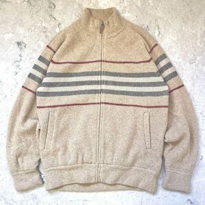 【希少】バーバリーロンドン Burberry london メンズ　Mサイズ　カシミヤ アンゴラ ウール ドライバーズ ニット セーター　ベージュ