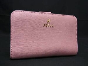 1円 ■美品■ FURLA フルラ レザー 二つ折り 財布 ウォレット 札入れ 小銭入れ カード入れ レディース ピンク系 FA5794