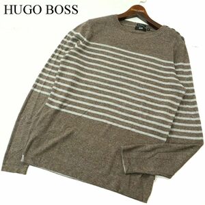 HUGO BOSS ヒューゴボス 通年 イタリア製生地★ SLIM FIT ボーダー コットン ニット セーター Sz.M　メンズ　A3T14489_C#L