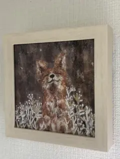 【岩绘】冬の狐　日本画　原画