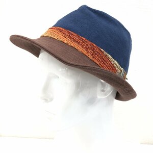 ◆帽子屋 Flava フレイヴァ 麻 リネン 中折れハット F ネイビー×ブラウン 帽子 国内正規品 メンズ