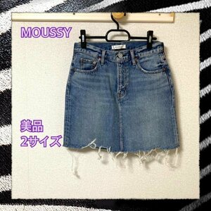 MOUSSY マウジー スカート デニムスカート ミニスカート ボトムス レディース Mサイズ ブルー 《アウトレット》133