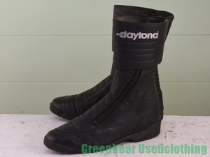 W145◆ドイツ製【デイトナ Daytona】ビンテージ バイクブーツ 良い味 黒 ブラック メンズ 27.5～28cmくらい