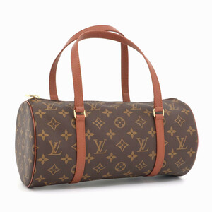 1円 極美品 ルイヴィトン LOUIS VUITTON モノグラム パピヨン30 ハンドバッグ ミニボストン 筒形 ブラウン レディース M51365