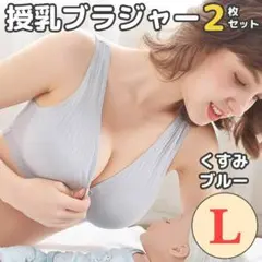 授乳ブラ　くすみブルー　L　2枚セット　マタニティブラ　ノンワイヤー　B12