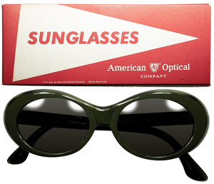 カートコバーン同型元ネタDESIGN 1960sFULL SETデッド USA製 AO アメリカンオプティカル AMERICAN OPTICAL OVAL型サングラス OD GREEN