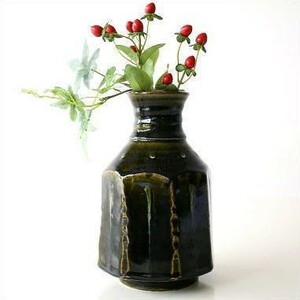 花瓶 花びん 陶器 花器 一輪挿し フラワーベース 花入れ 和風 和小物 瀬戸焼 和陶器ベース 織部輪立