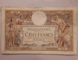 フランス 1934年 100フラン紙幣 45002