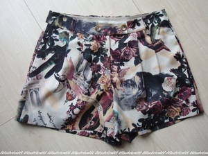 美品 Lois CRAYON “ribbon short pants” 総柄 リボン ショートパンツ M ロイスクレヨン