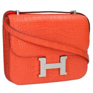 エルメス HERMES コンスタンス ミニ U刻印 SV金具アリゲーターマットショルダーバッグ 中古 SS13