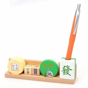 麻雀万年木製カレンダー　Mahjong Perpetual calendar　麻雀 擺設 日 筆筒　麻雀頭日　香港