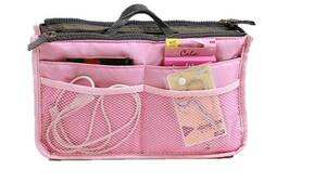 バッグインバッグ　鞄の中をすっきり整理　持ち運びOK　ピンク