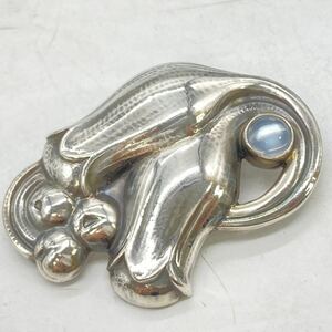 ■Georg Jensen(ジョージ ジェンセン)ブローチ■◎m約11g Denmark 100 B ムーンストーン broach jewelry accessory silver 925 DA0