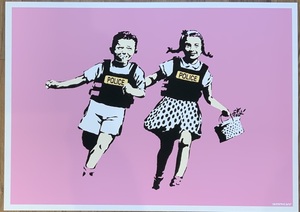 Banksy POLICE KIDS PINK WCP SCREEN PRINT バンクシー シルクスクリーン ポスター 村上隆 BASQUIAT DOLK Invader kaws パルプフィクション