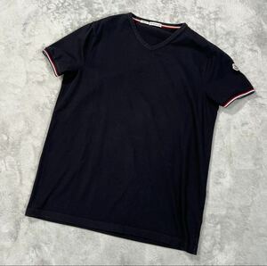 1円　極美品　MONCLER モンクレール　マグリア　Vネック　黒　半袖Tシャツ　XLサイズ　ブラック 