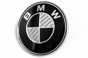 BMW カーボン エンブレム ボンネット リア ブラック＆シルバー82mm E36E39E46E53E70E71E60E63E65E66E81E82E83E84E87E88E90E91E92E93