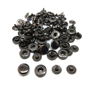 レザークラフト バネホック 金具 10mm ／50組 ／ブラックシルバー／ ボタン 手芸 キット パーツ 革 材料