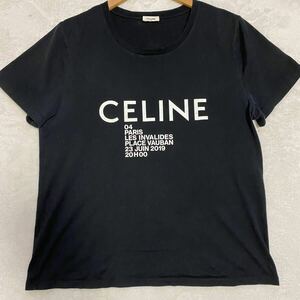 【美品・超稀品】 CELINE セリーヌ インビテーションロゴ ビッグロゴ Tシャツ トップス カットソー ブラック 黒 XL オーバーサイズ