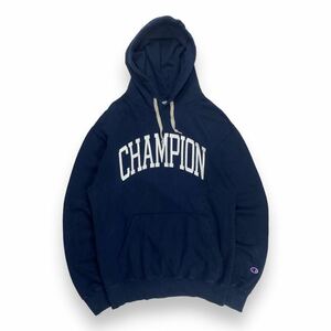 80s 復刻 Champion チャンピオン カレッジプリント プルオーバー パーカー スウェット ネイビー M トリコタグ