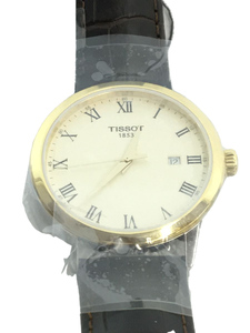 TISSOT◆クォーツ腕時計/アナログ/レザー/CRM/BRW/T129410A