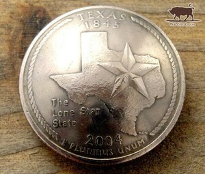 ◆コンチョ ネジ式　アメリカ 25セント 50州　テキサス　星　スター　23mm