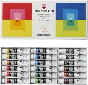 【即決】◆ターナー　ポスターカラー　18本（17色）スクールセット◆アート　デザイン　チューブ　11ml　//　TURNER　POSTER　COLOUR
