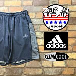 SP1-359★美品★速乾・通気★グレー【adidas アディダス】CLIMACOOL サイドメッシュ ショートパンツ【メンズ L】スポーツ ランニング ジム