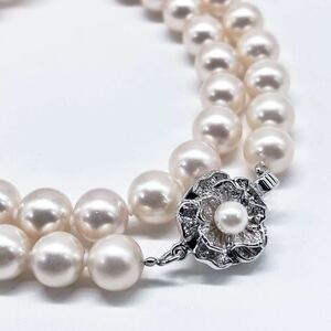 テリ最強!! 極美品 アコヤ真珠 ネックレス 約43cm 8mm アコヤパール 本真珠 ラウンド pearl necklace jewelry silver