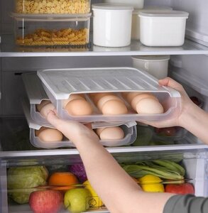 卵ケース 卵収納ボックス 冷蔵庫用 蓋付き 持ち運び 玉子ケース 区分保管 取り出し便利 食品保存容器 2点セット ホワイト
