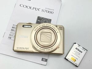 ★送料無料★ ニコン Nikon COOLPIX S7000 ゴールド コンパクトデジタルカメラ 現状渡し A2112