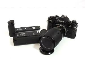 □　Canon　A-1　キャノン　ブラックボディ　一眼レフ　フィルムカメラ　CANON MACRO LENS FD 100㎜ 1:4 S.C.　動作未確認　中古品　④