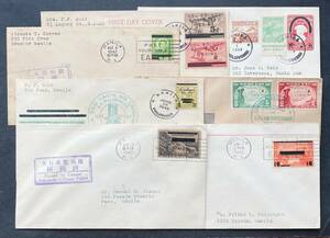 【南方占領地切手 フィリピン】1942-43 暫定加刷・正刷切手 FDC7通（切手10種） MANILA局印 　＊うち検閲印押し6通