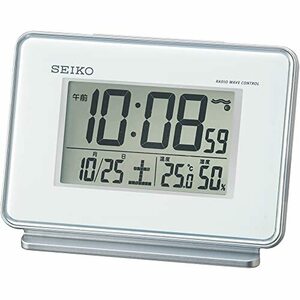 セイコー クロック 目覚まし時計 電波 デジタル 2チャンネル アラーム カレンダー 温度 湿度 表示 白 SQ767W SEIKO