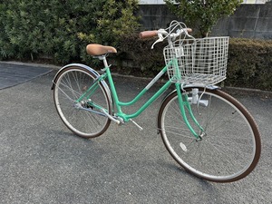 丸石サイクル　ベベルテックファッション　27型3段　緑系　現状販売　シャフトドライブ　チェーンのない自転車