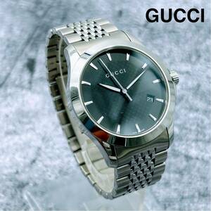 【美品】グッチ GUCCI YA126402 126.4 Gタイムレス サファイヤガラス 38mm クォーツ スイス製 メンズ腕時計シルバー