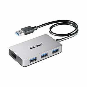 BUFFALO PS4対応 USB3.0 バスパワー 4ポートハブ シルバー 設計 マグネット付き BSH4U305U3SV 【Windows/