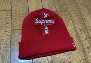 【極美品】シュプリーム クロス ボックス ロゴ ビーニー ニット帽 ニューエラ 赤 レッドNEW ERA 20AW CrossBox Logo Beanie SUPREME