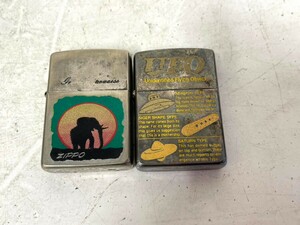 E336　ZIPPO　ジッポー　オイルライター　2点まとめて　まとめ売り　GREEN PARADISE　グリーンパラダイス 象　1996年製　UFO　喫煙グッズ