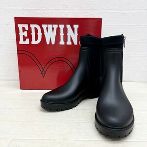 1315◎ EDWIN エドウィン 靴 シューズ ハーフ ブーツ　サイドジップ カジュアル 無地 ブラック レディースS