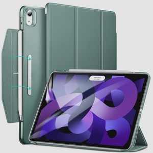 送料無料★ESR iPad Air 5/Air 4 ケース 10.9インチ 三つ折り オートスリープ機能付き (ダークグリーン)