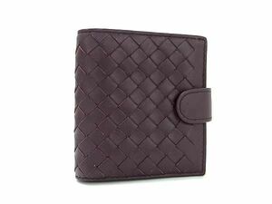 1円 ■美品■ BOTTEGA VENETA ボッテガヴェネタ イントレチャート レザー二つ折り ミニ財布 コンパクトウォレット ブラウン系 FC0851