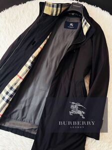 M39【最高峰ダウン】定価17万●BURBERRY LONDON●スタイリッシュに着こなす高級ジップステンカラーコート バーバリーコート メンズ　L